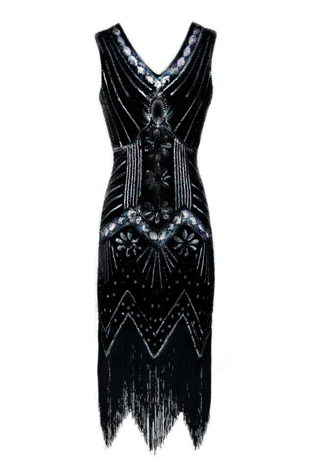 Black & Iridescent Purple 1920s Flapper Dress