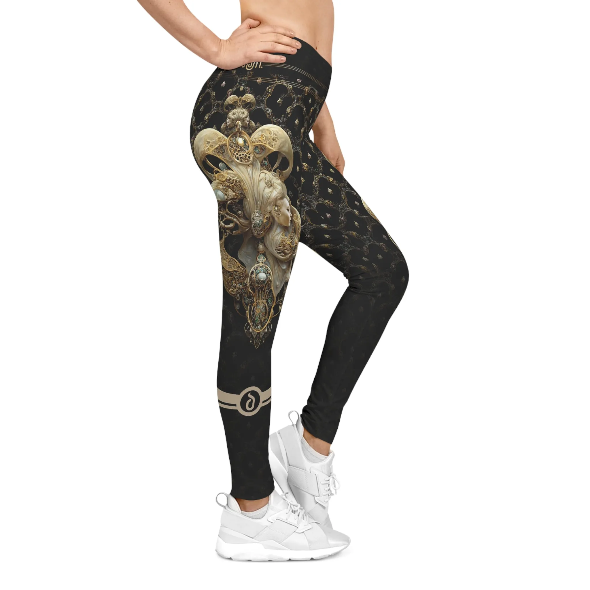 Black Leggings Baroque Angel Leggings Casual Wear Women Leggings Lounge Wear Spandex Leggings Women Bottom Wear | D20113