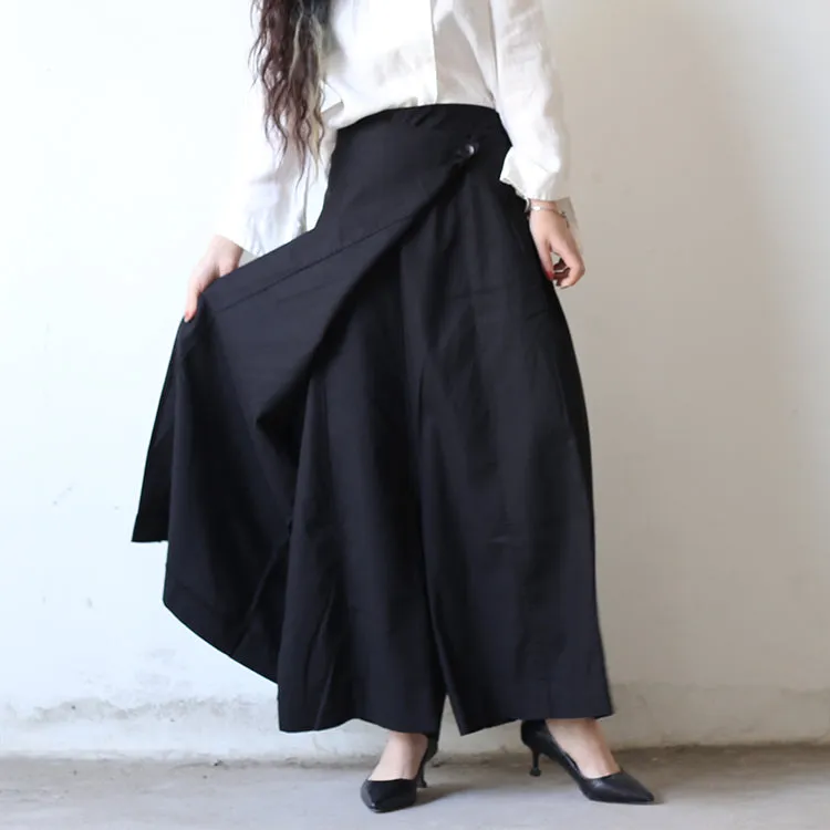 Black Linen Summer Autumn Women Casual Pants with Pockets PZ97260