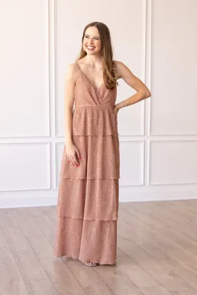 Blushing Brilliance Layered Maxi Dress