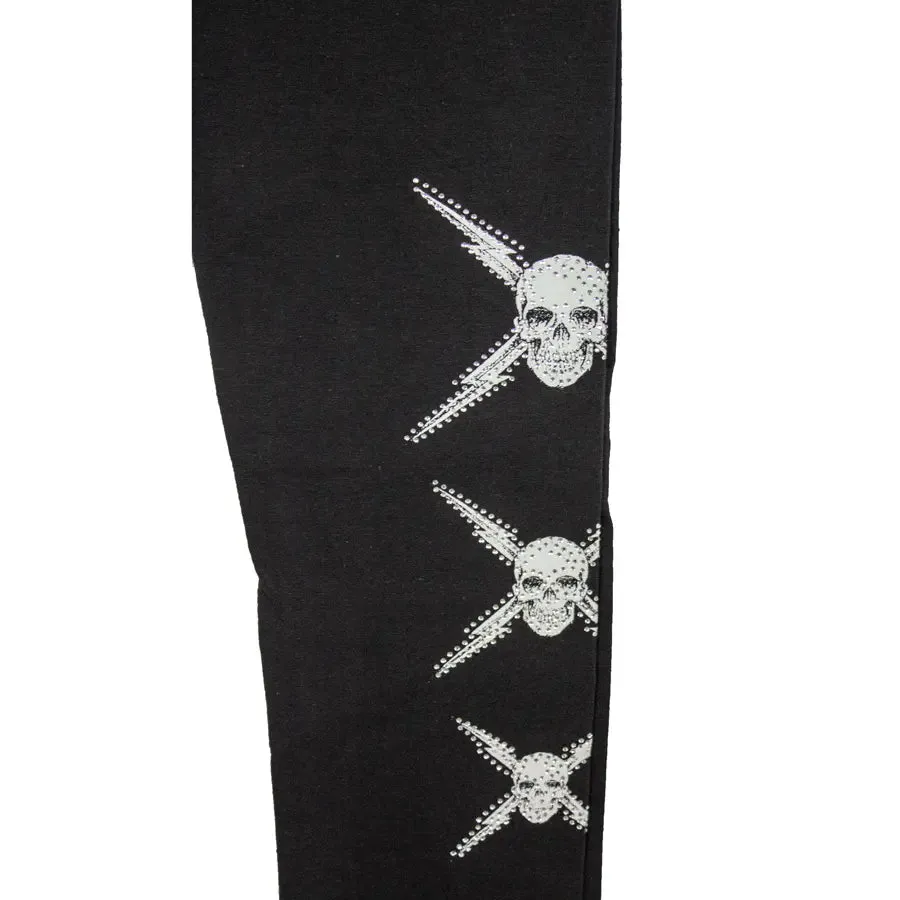 BOL Women's Rhinestone Skull Leggings