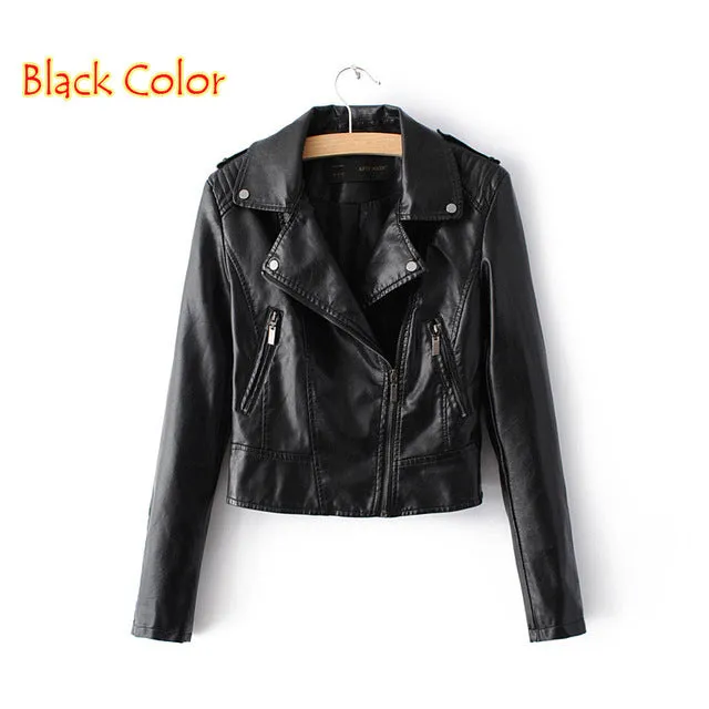 Brand Motorcycle PU Leather Jacket Women Winter And Autumn New Fashion Coat 4 Color Zipper Outerwear jacket New 2017 Coat HOT