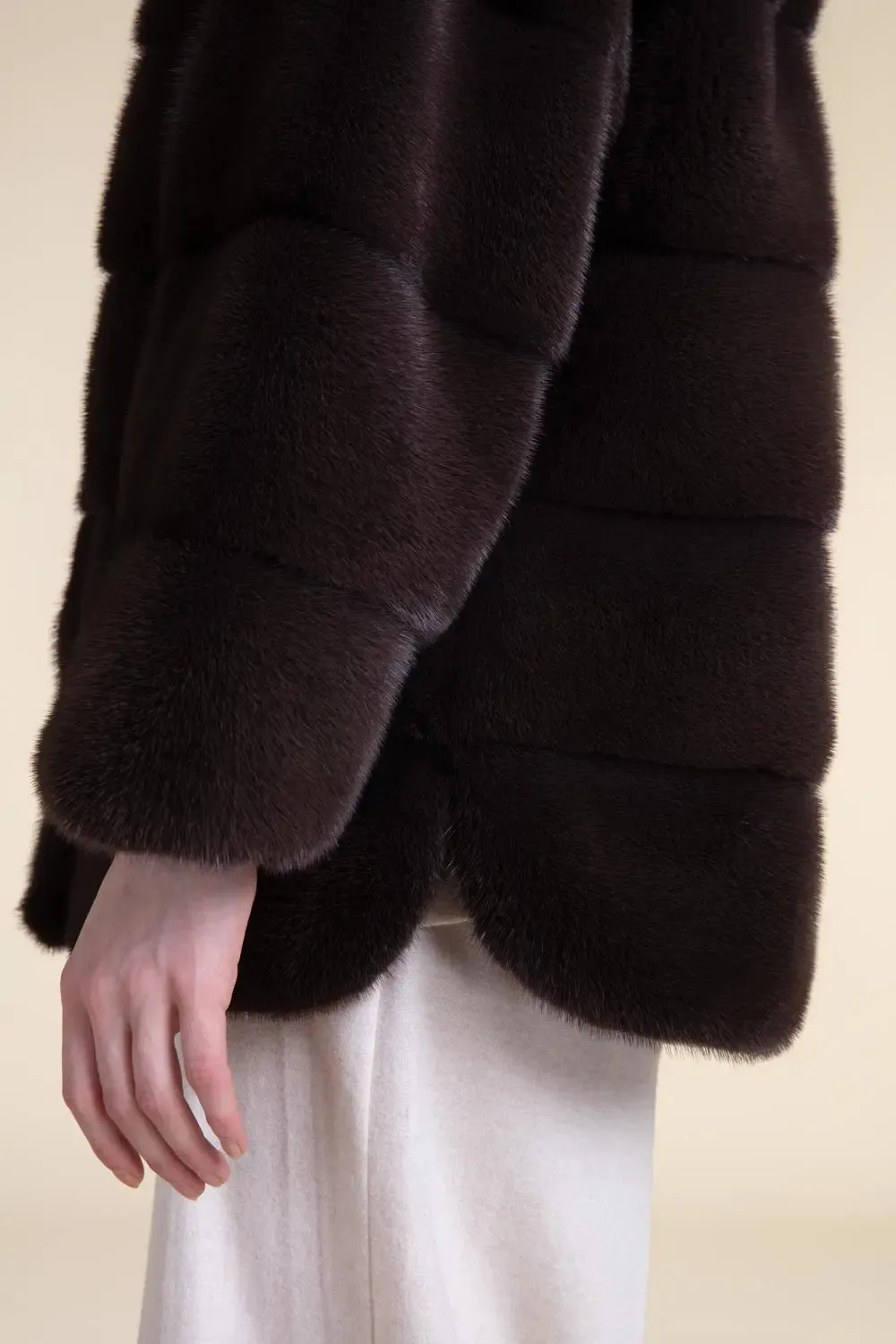 Brown mink fur jacket