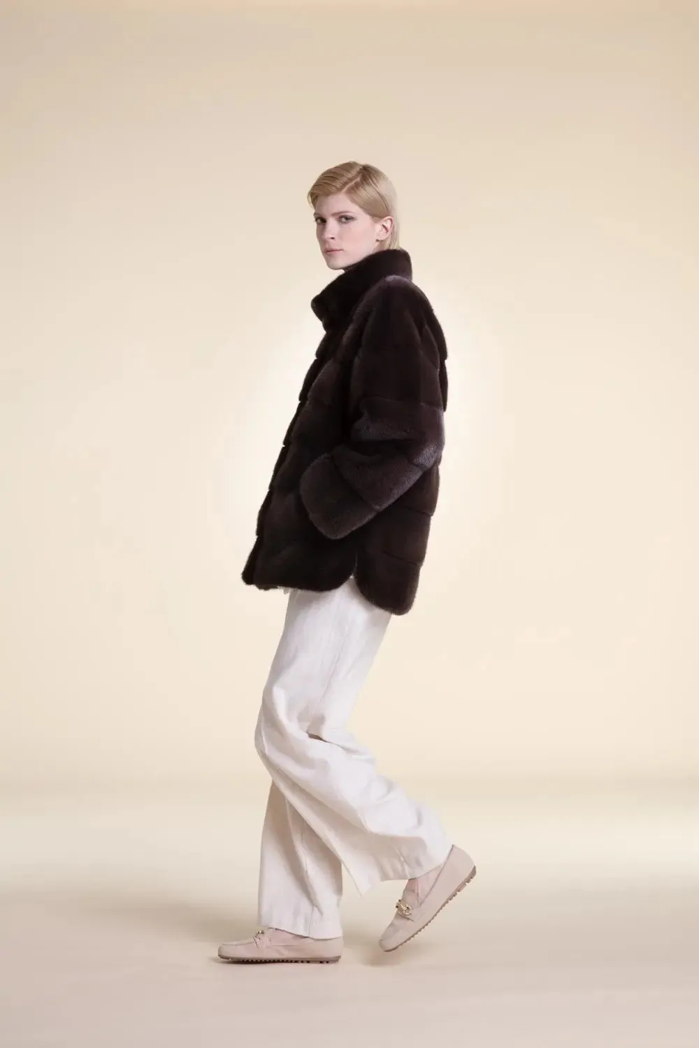 Brown mink fur jacket