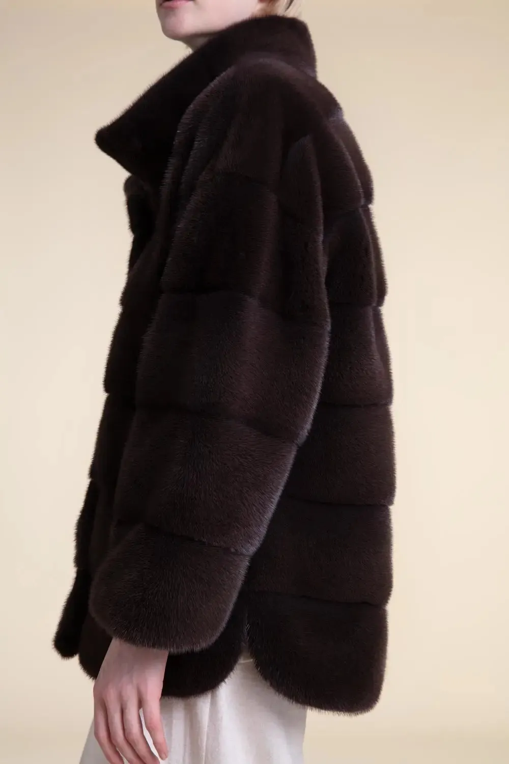 Brown mink fur jacket