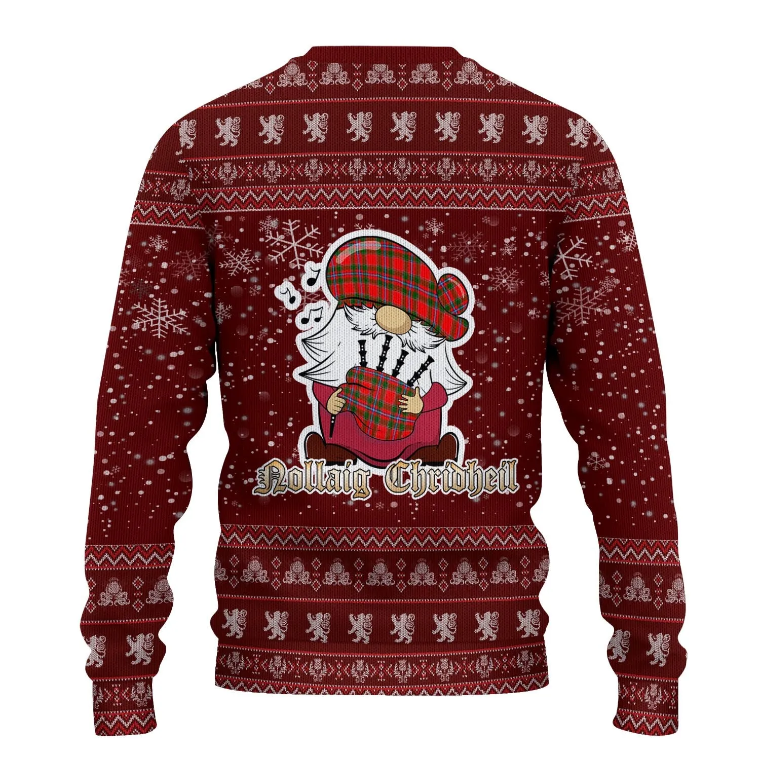 Butter Clan Christmas Family Ugly Sweater with Funny Gnome Playing Bagpipes