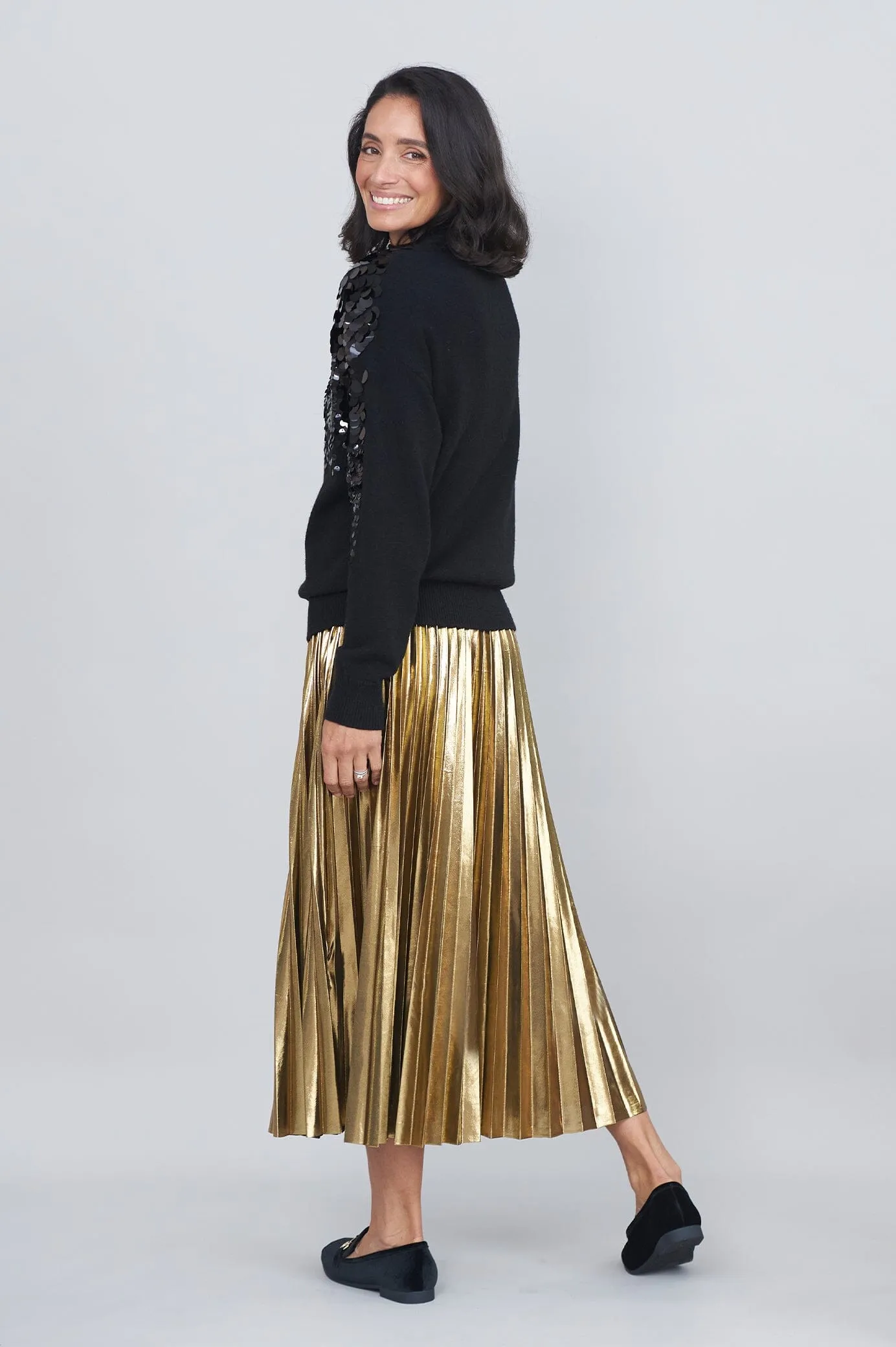 Caitlin Pleated Skirt Gold