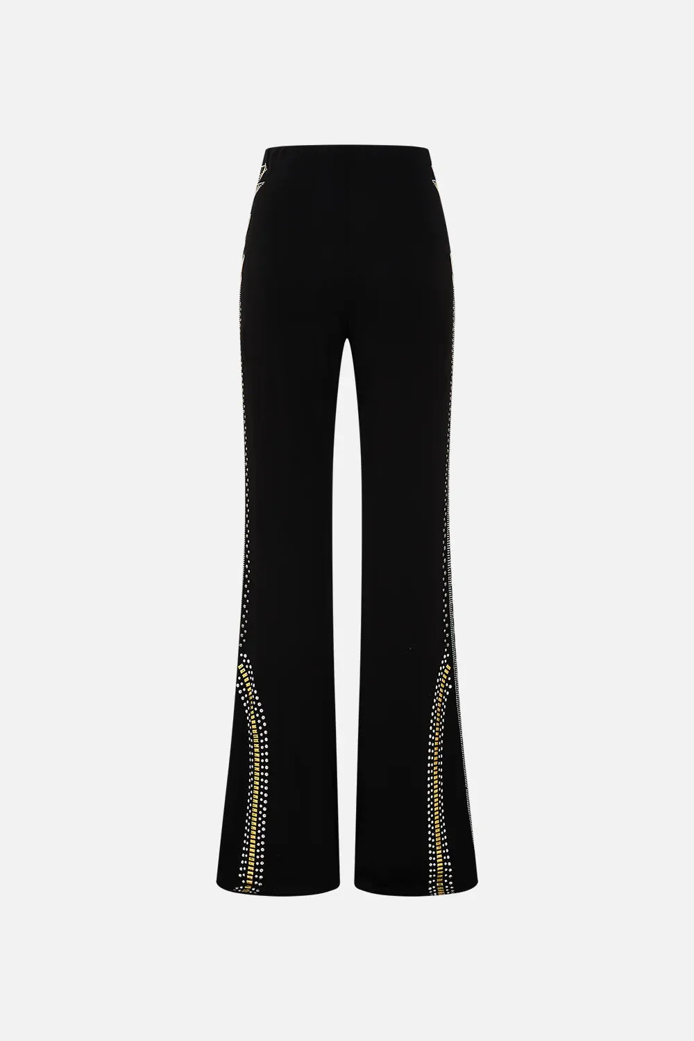 CAMILLA THEY CALL HER NEFERTARI JERSEY FLARE PANT IN BLACK / GOLD