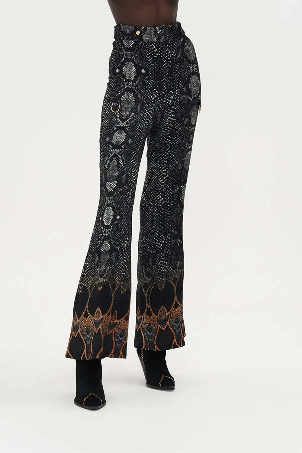 CAMILLA WILD HORSES FLARE PANT WITH D RING DETAIL