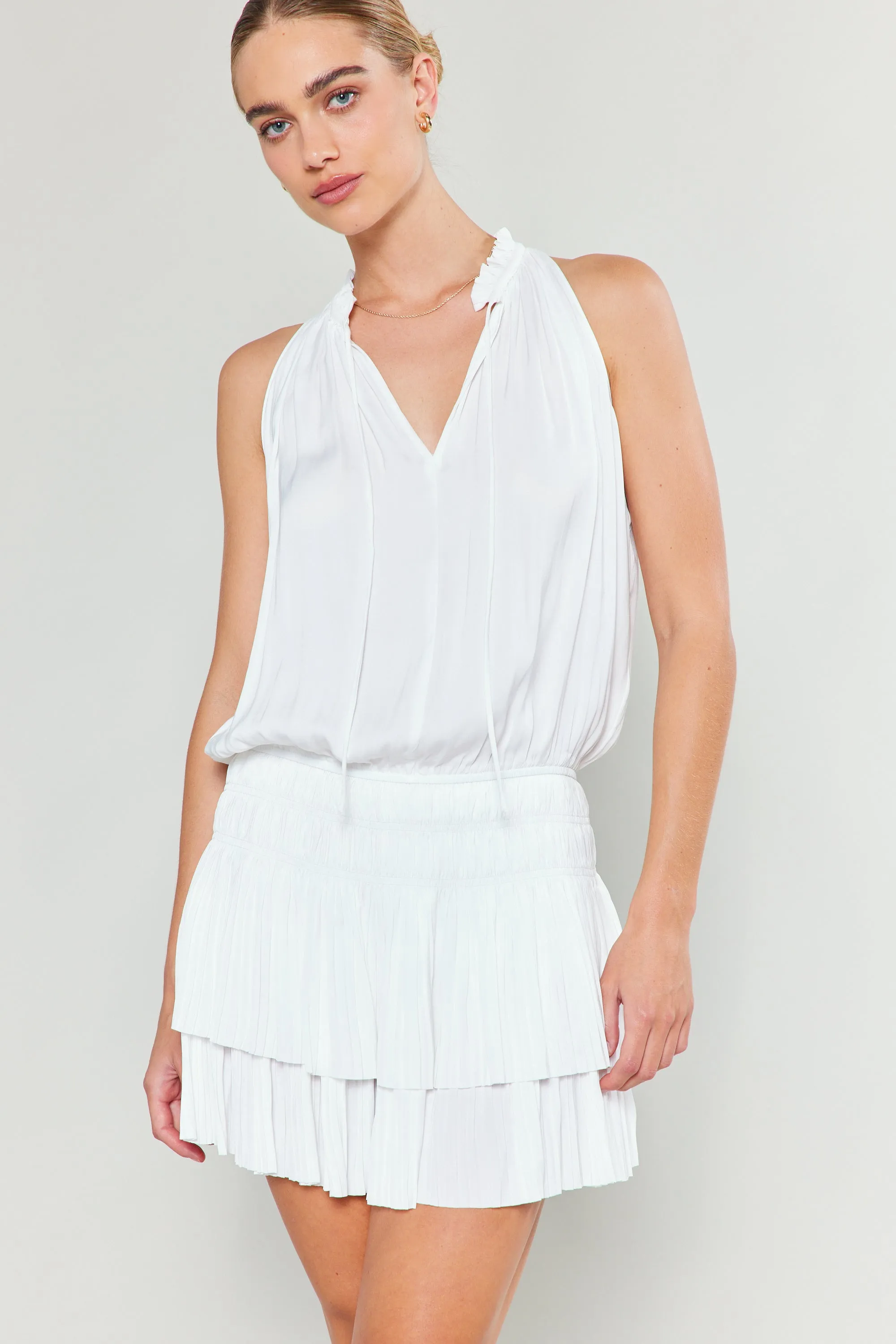 Cara Sleeveless Pleated Mini Dress