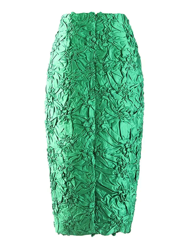 Casuai Jacquard Skirt For Women High Waist Patchwork Solid Vintage Midi Bodycon Skirts Female Spring Clothing