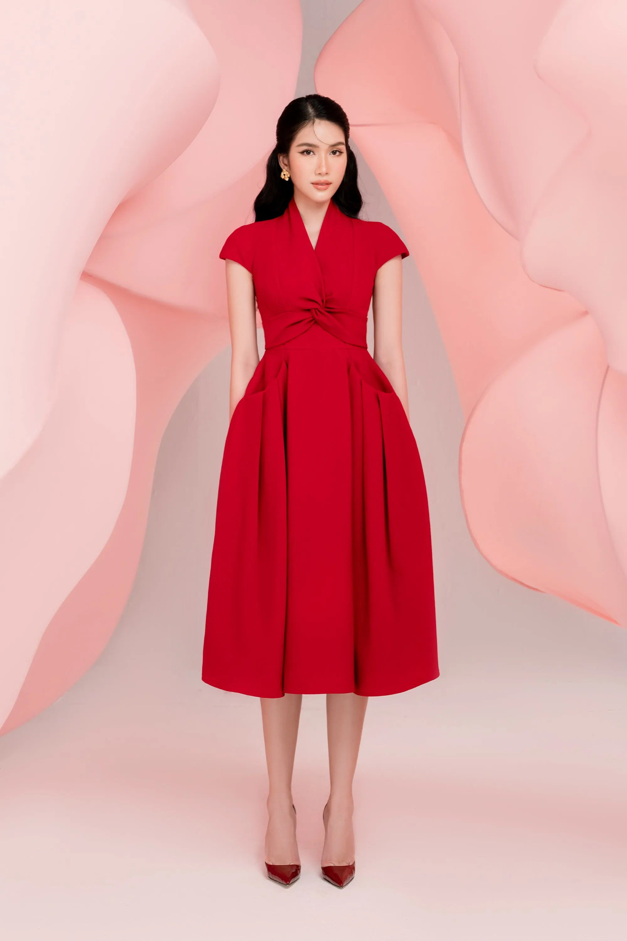 Cherie Short Sleeves Midi Dress