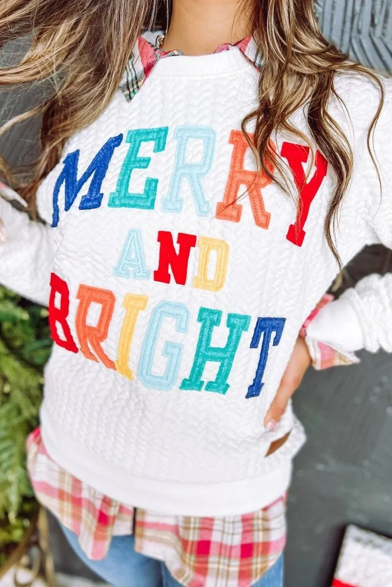 Christmas "Merry and Bright" Knit Sweatshirt