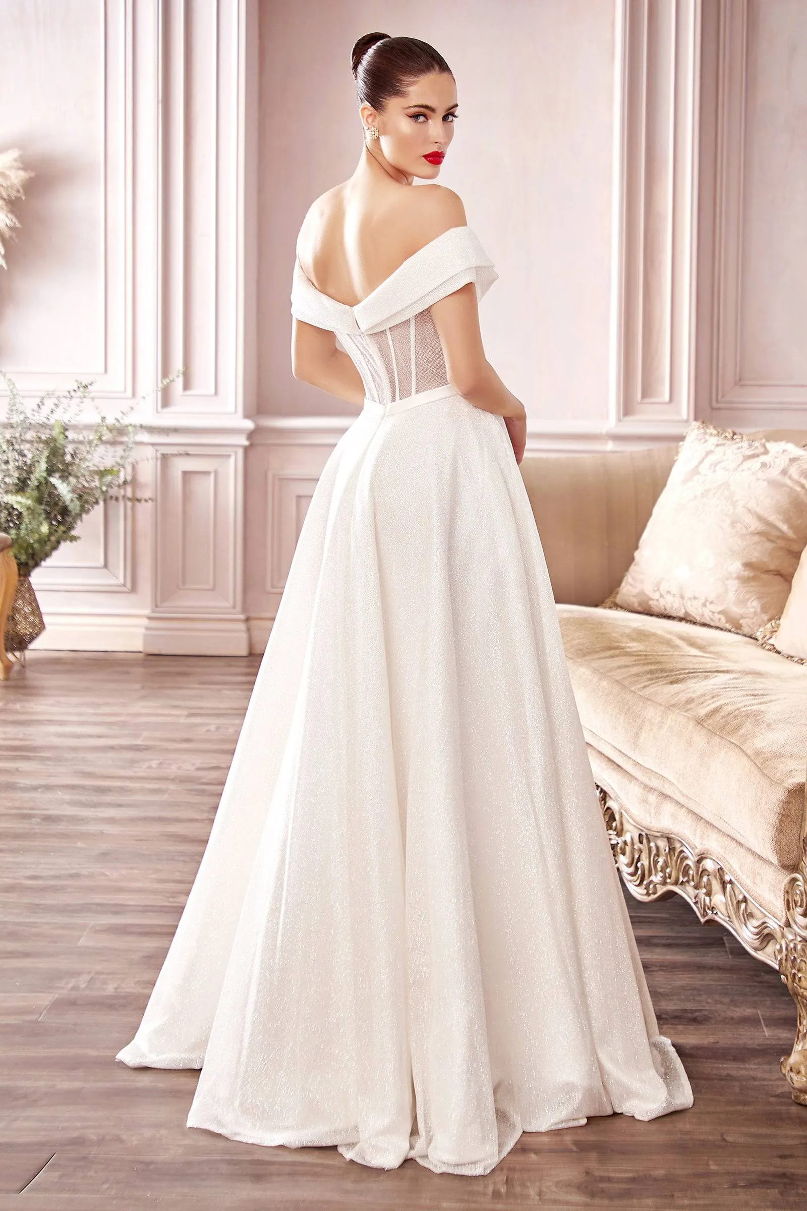 Cinderella Divine CD214W Glittering Off Shoulder Ball Gown