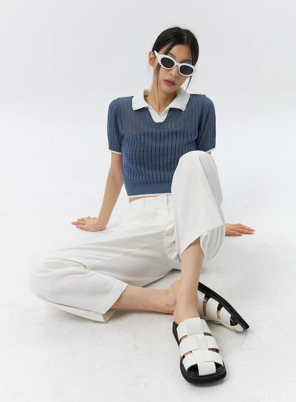 Cropped Mesh Sweater IL326