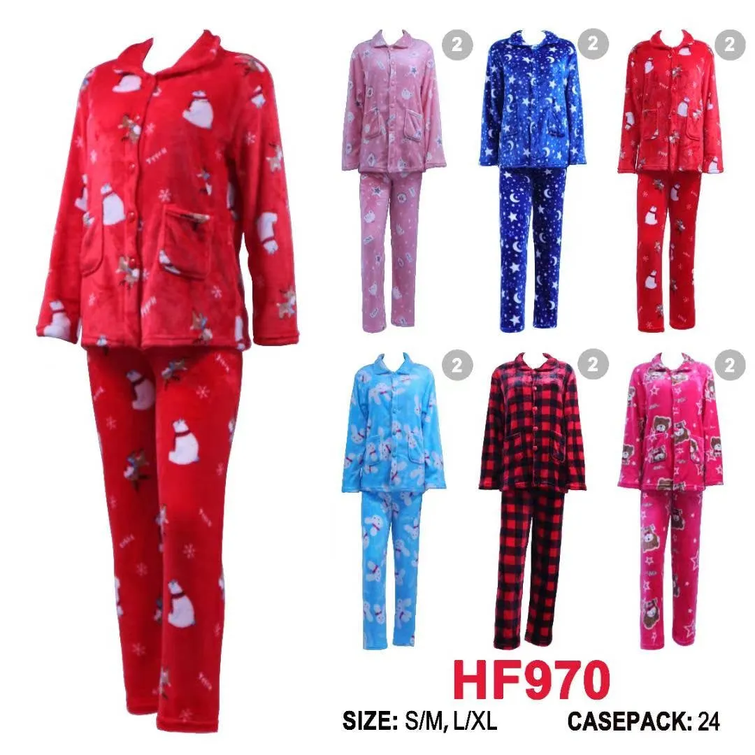 Cute Warm & Fuzzy Pajama Bottoms & Top Set Wholesale HF970