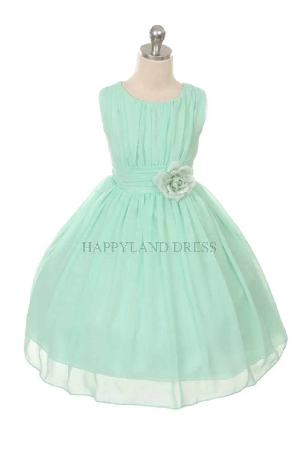 D2423 Ivory Ruched Chiffon Flower Girl Dress