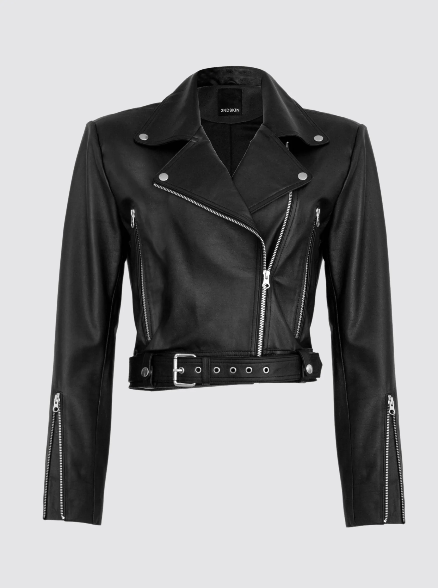 DARCY LEATHER BIKER JACKET - BLACK