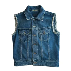 Denim & Fur Vest - S