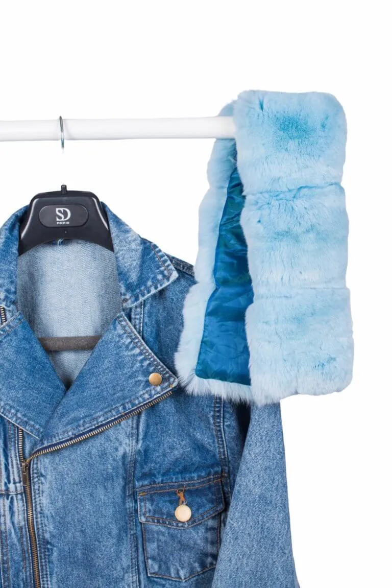 Denim Jacket With Chinchilla Fur Collar