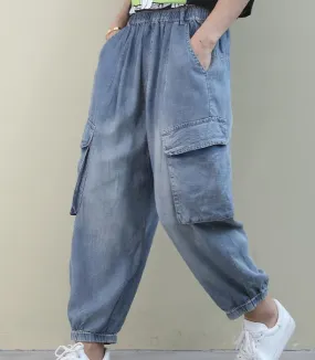 Denim Summer Loose Linen Wide Leg Women Casual Pants WG05131