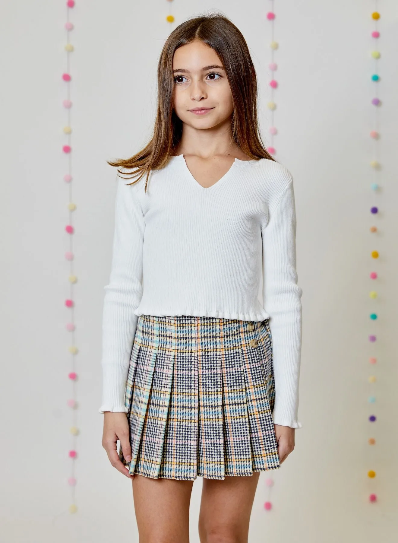 DHK Tween Plaid Pleated Skirt