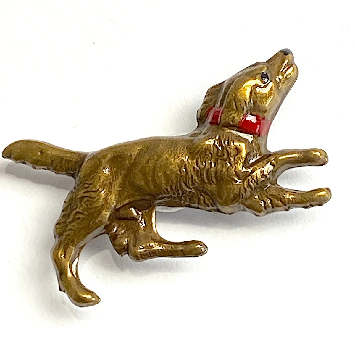 Dog Playing, Shank Back Metal Button, by Susan Clarke, 1-1/2"