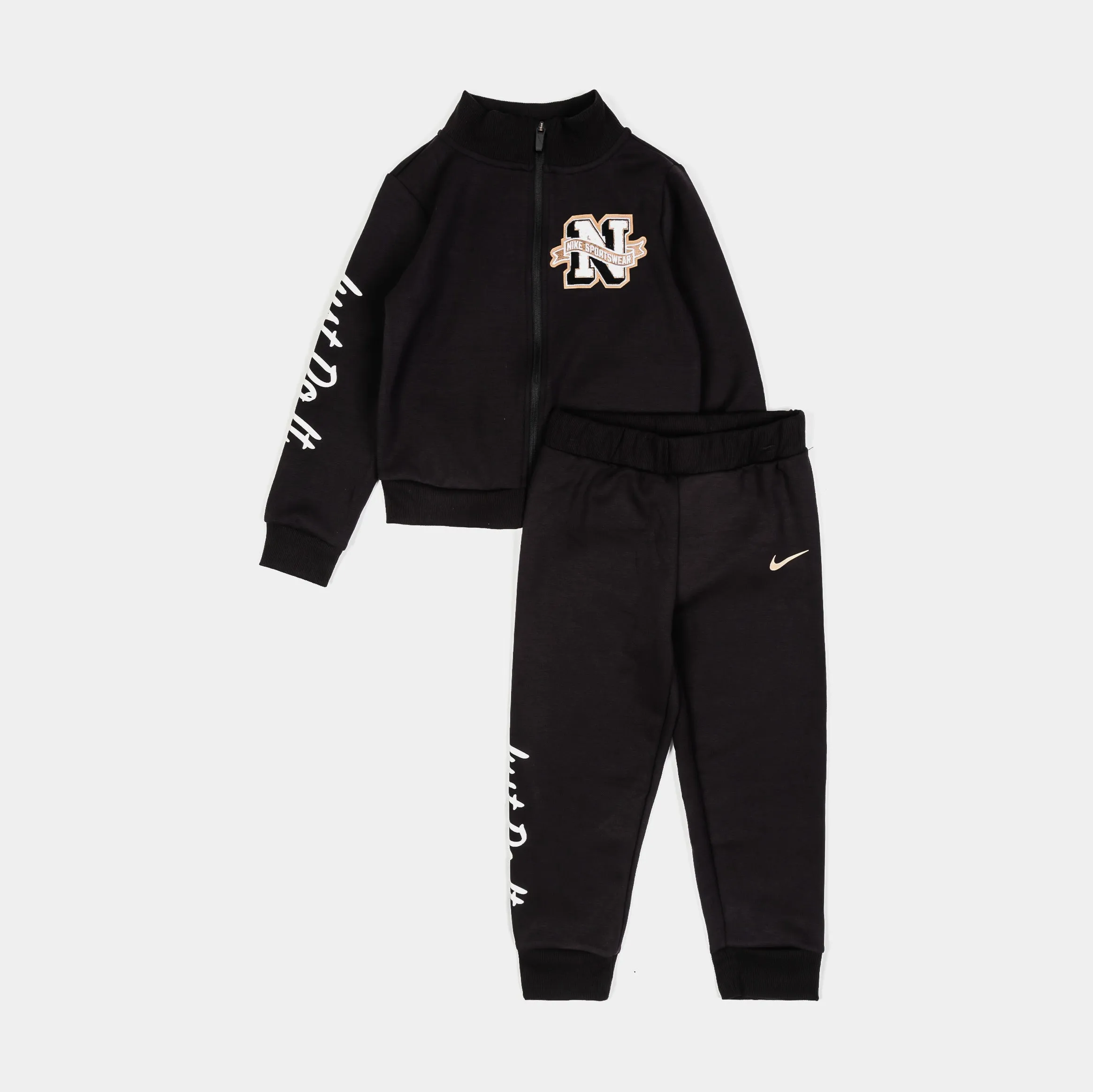 Dri Fit Swoosh Spirit Zip Up and Jogger Infant Toddler Set (Black)