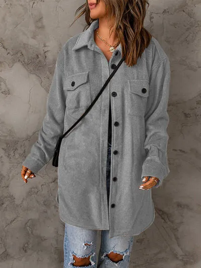 Drop Shoulder Button Down Collared Coat