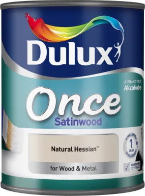 Dulux Once Satinwood Paint For Wood And Metal - Natural Hessian 750ml