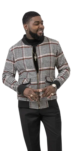 EJ Samuel Houndstooth Bomber Jacket B102