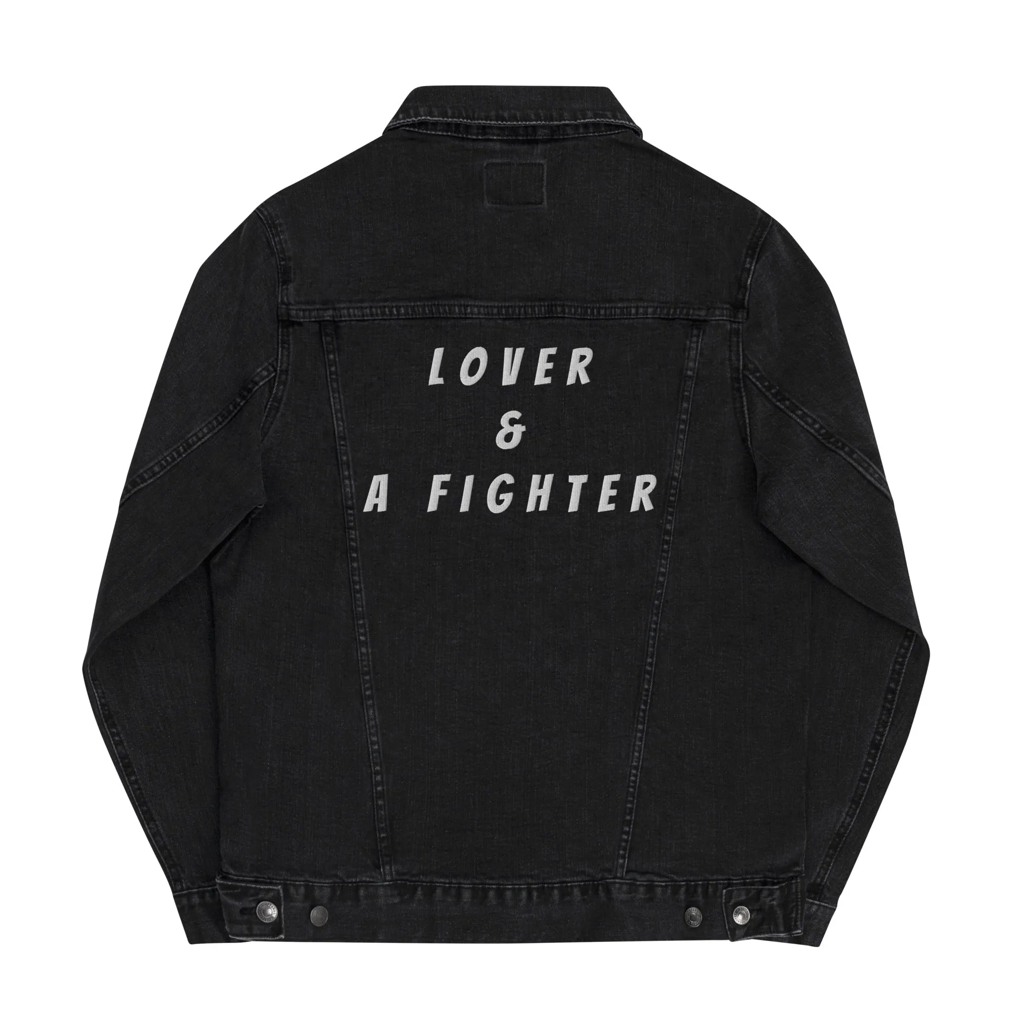 Embroidered Lover and A Fighter Denim Jacket