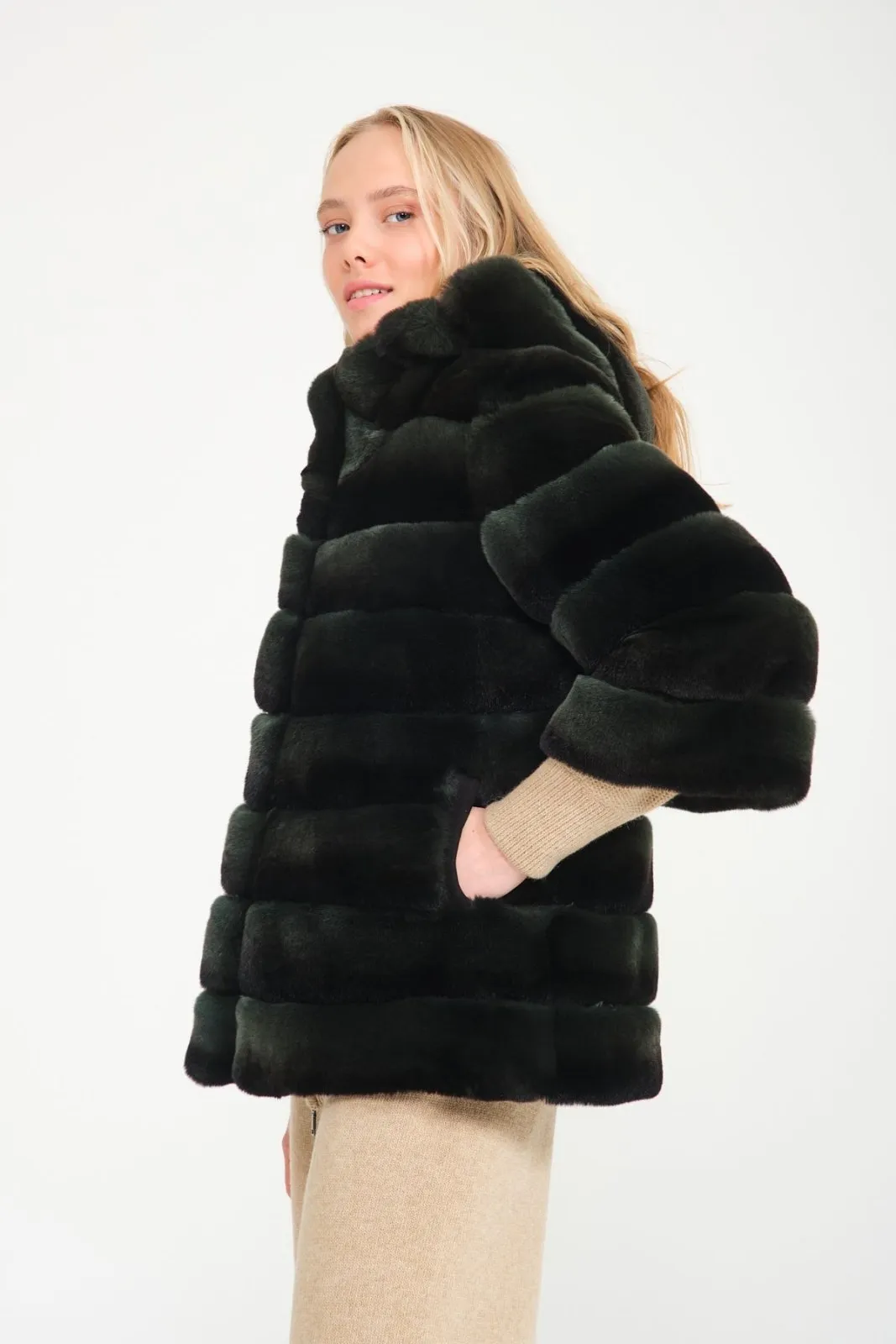 Emerald Green Rex Fur Coat