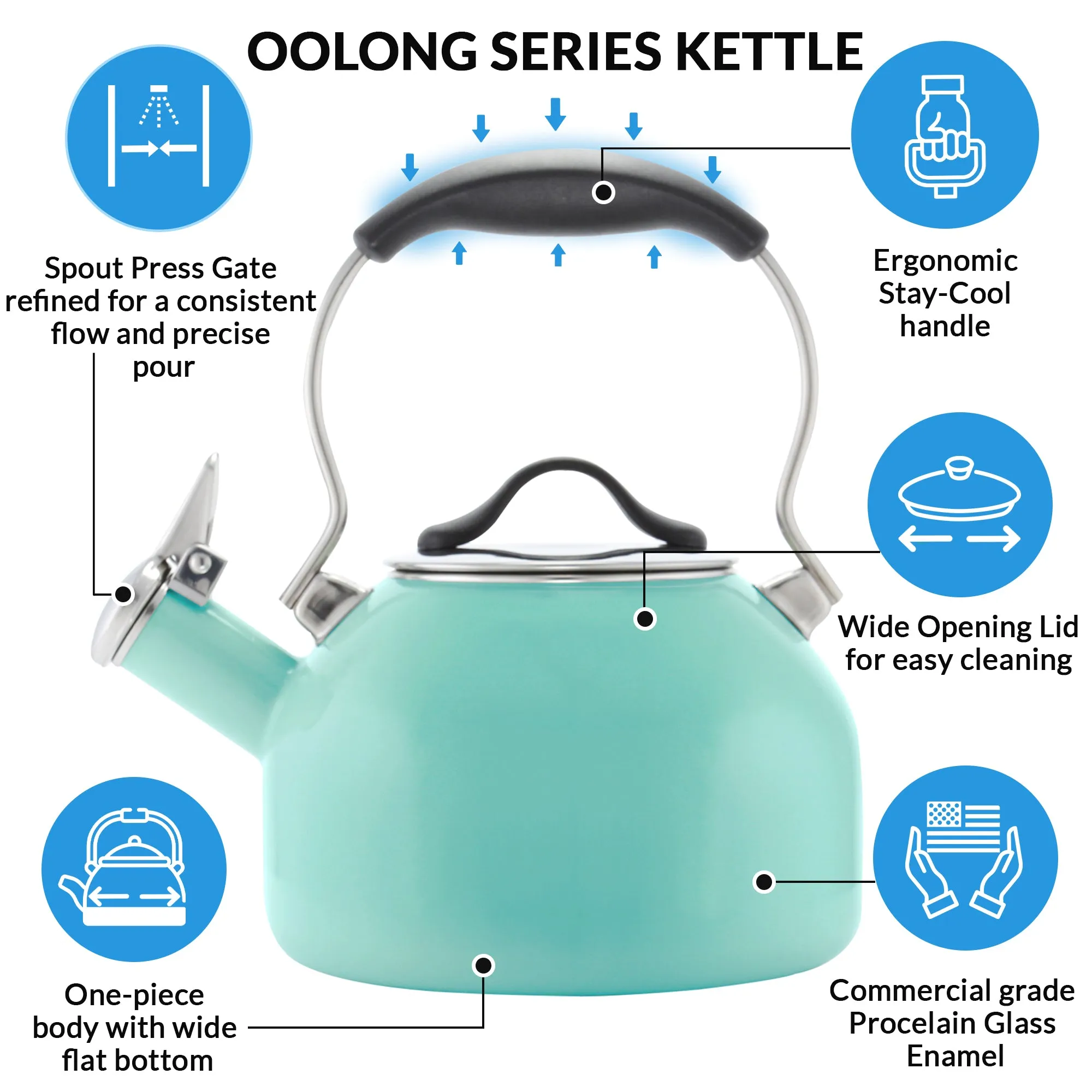 Enamel-on-Steel Oolong Teakettle Collection (1.8 Qt)