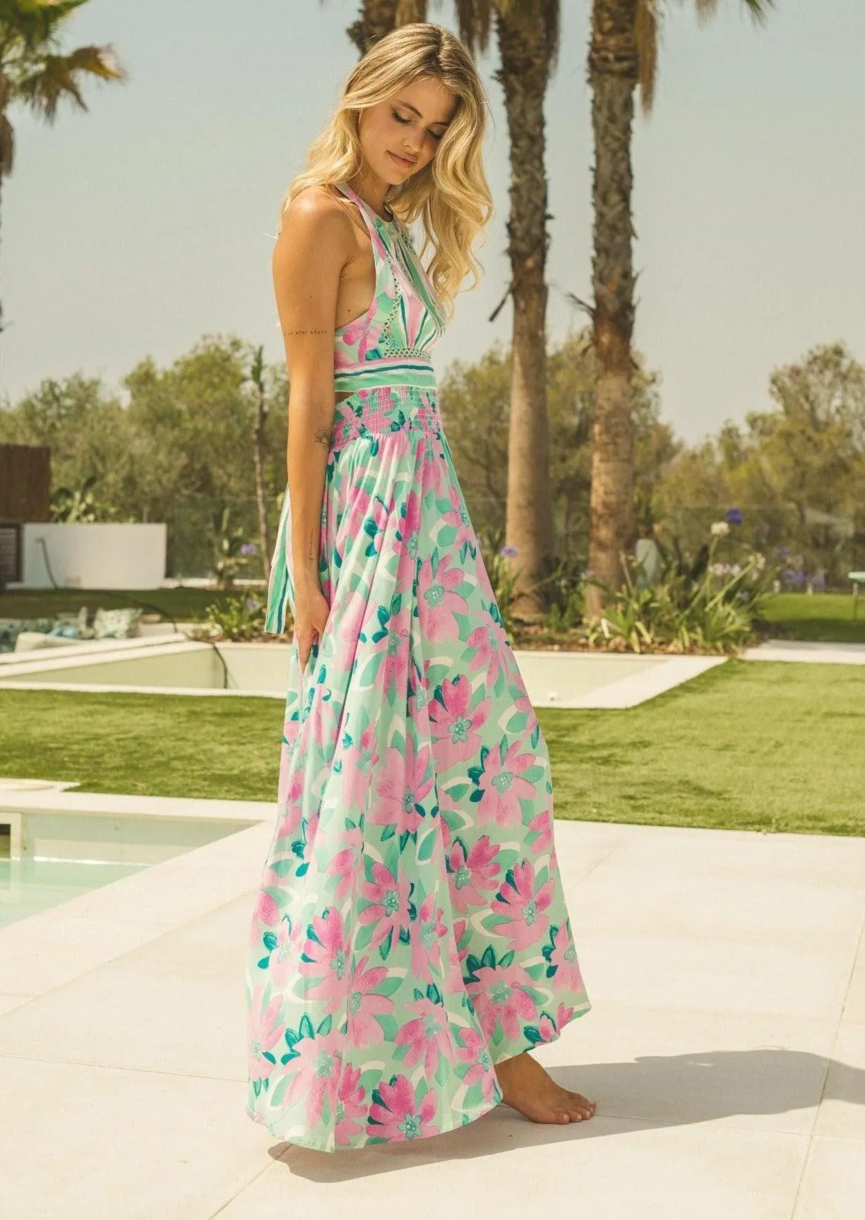 Endless Summer Maxi Dress in Petal Aqua Print