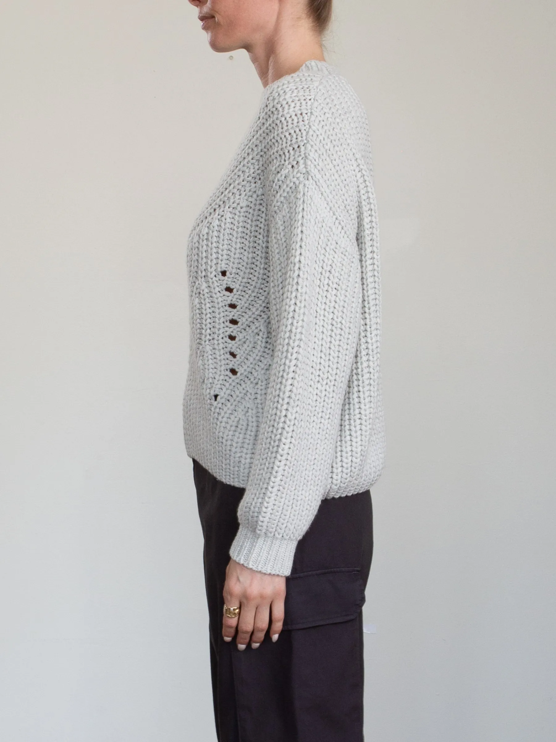 Ersa Crop Cotton Sweater - Stone