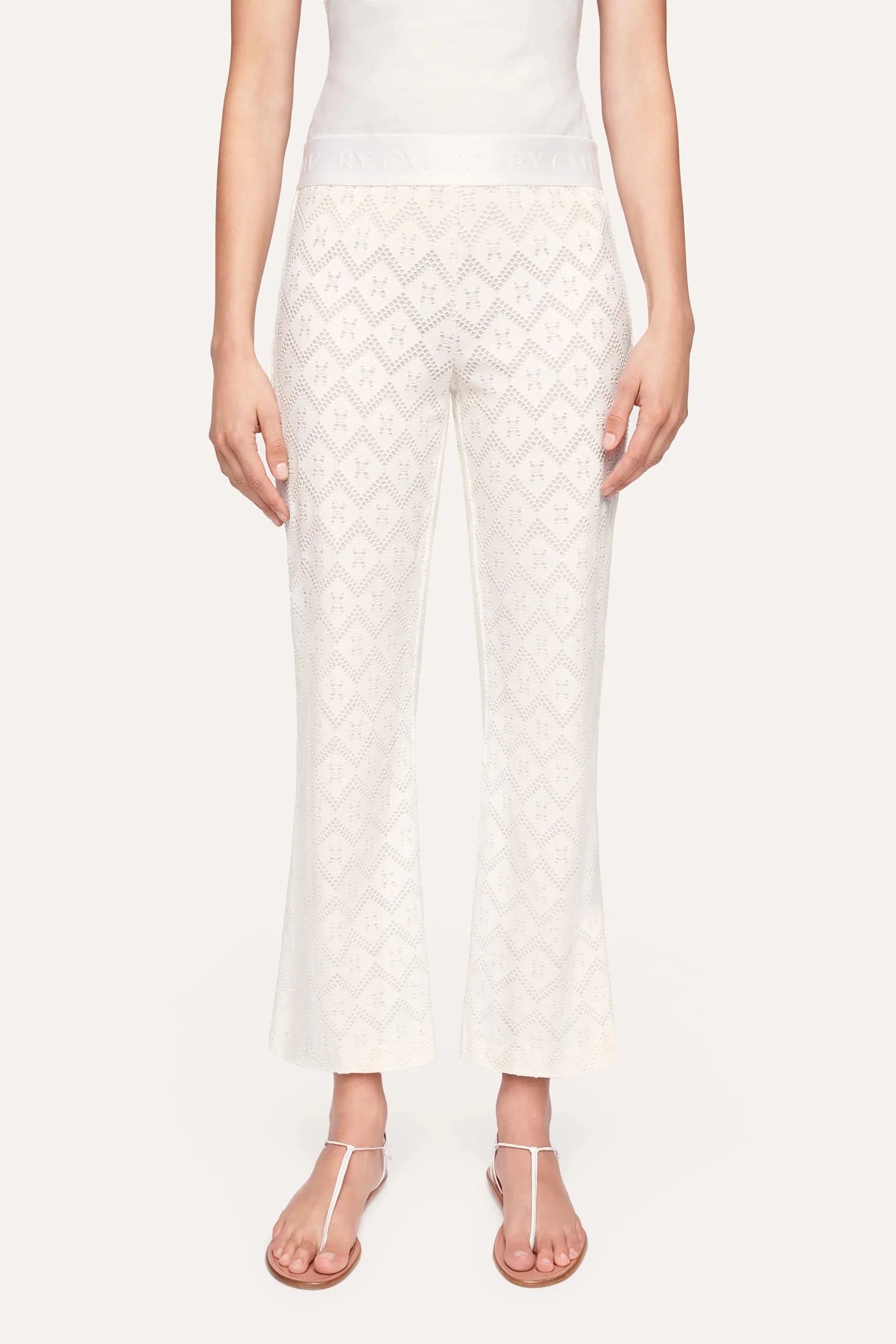 Faith Hose Flared Crop - Raw White