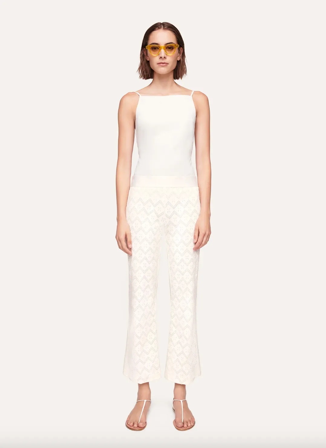 Faith Hose Flared Crop - Raw White