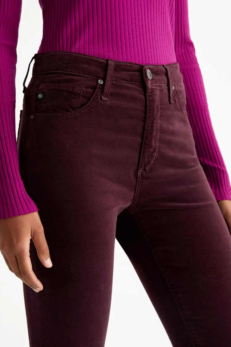 Farrah Boot Crop Velvet Flared Pants - Pinot Noir