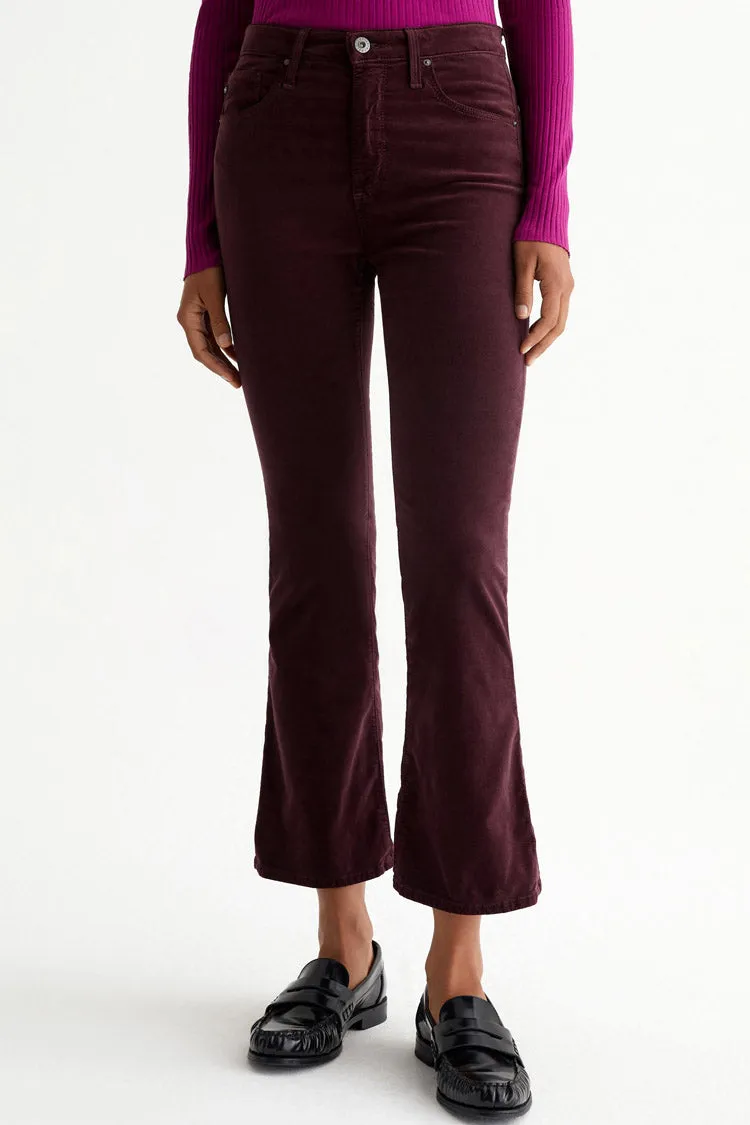 Farrah Boot Crop Velvet Flared Pants - Pinot Noir