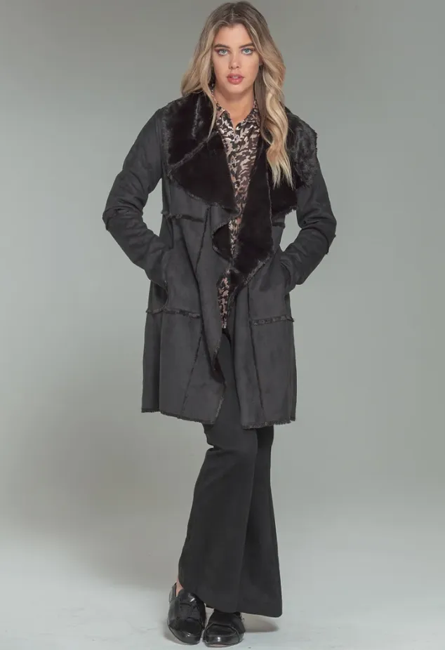 Faux Fur Black Swing Jacket