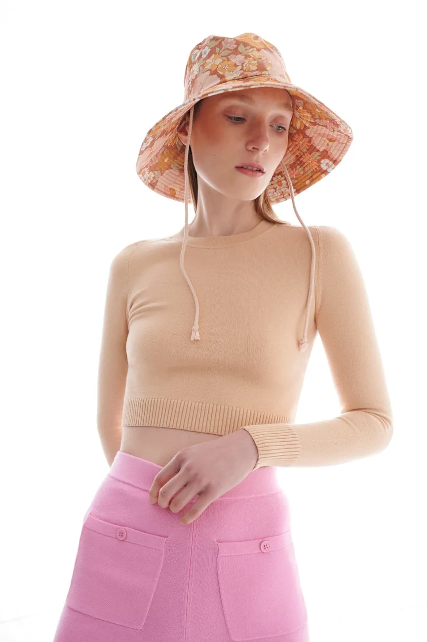 Fieno Peachskin Long Sleeve Crop Crew