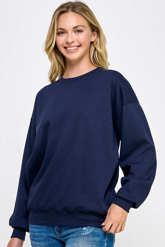 Fleece Relaxed Fit Oversized Sweatshirt