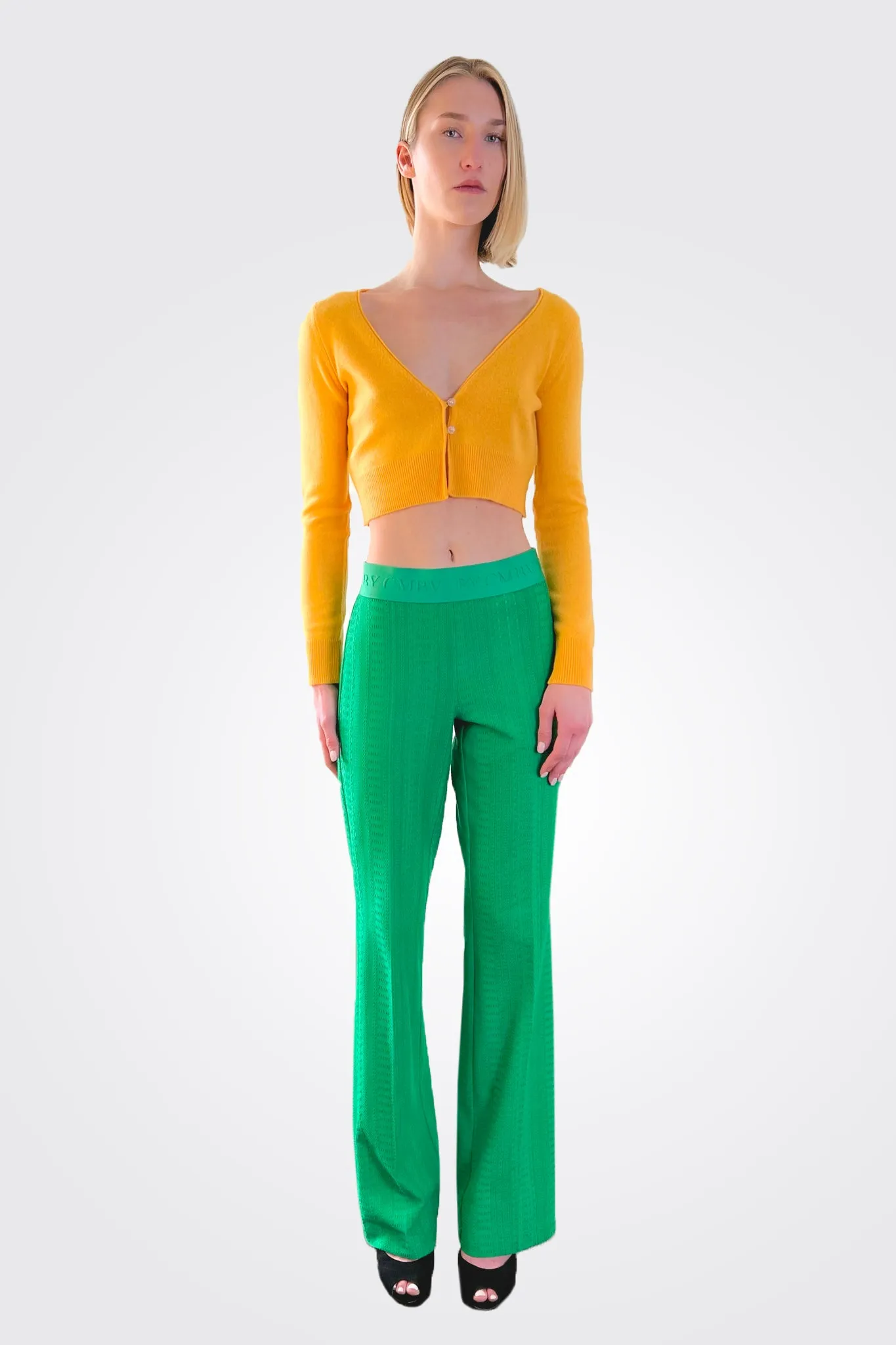 Flower Crochet Trousers - Green