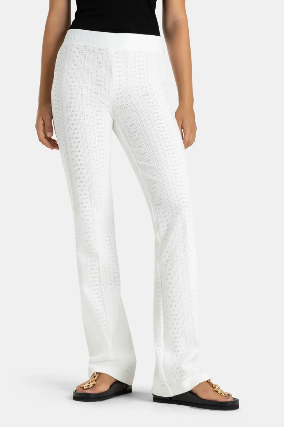 Flower Crochet Trousers - White