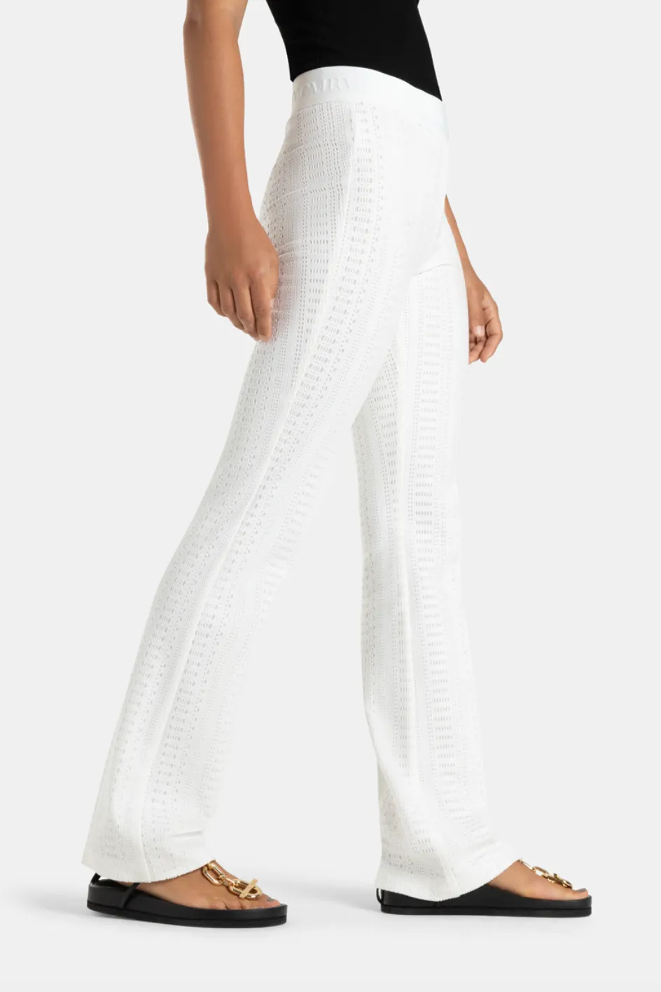 Flower Crochet Trousers - White