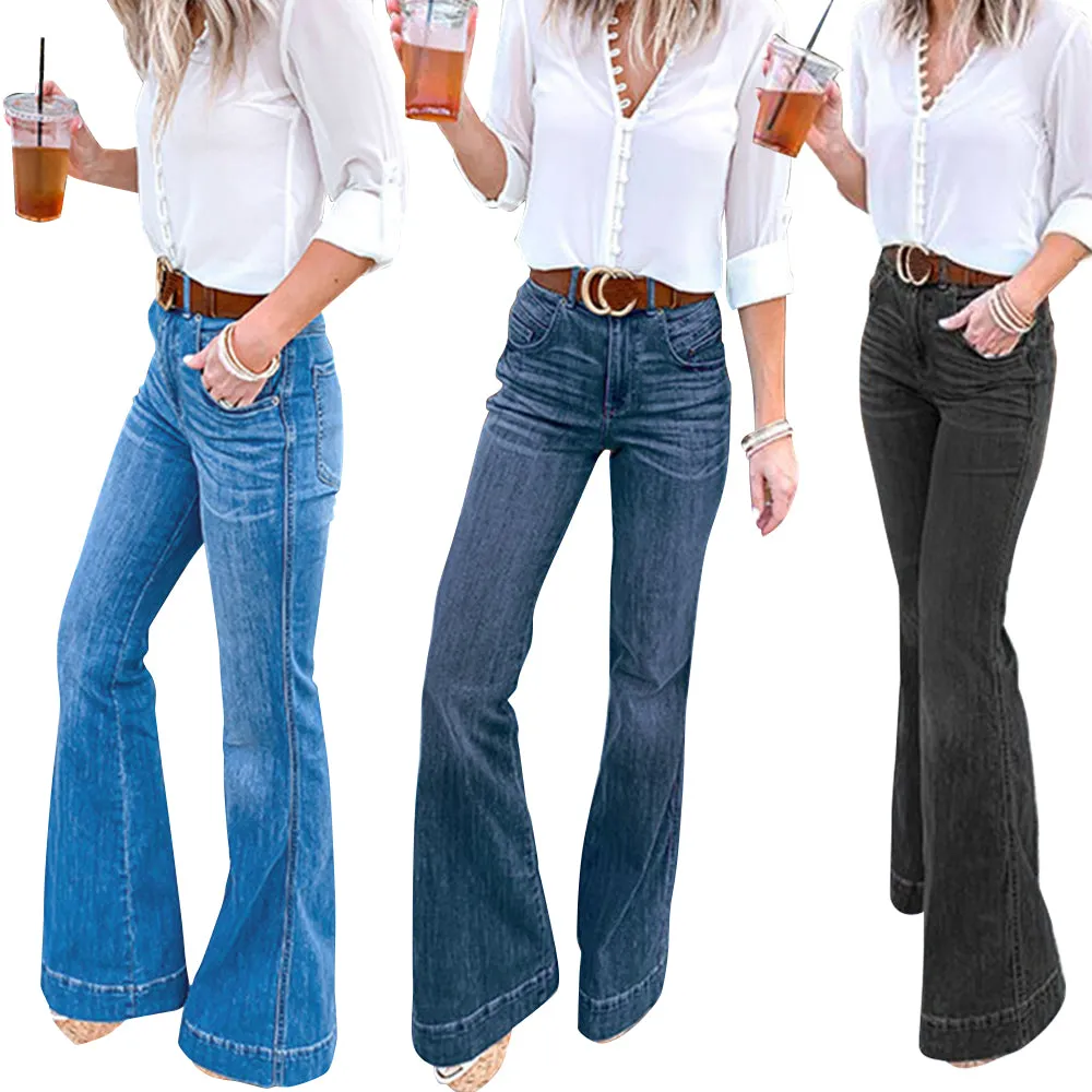 Funki Buys | Pants | Women's High Waist Vintage Flare Jeans