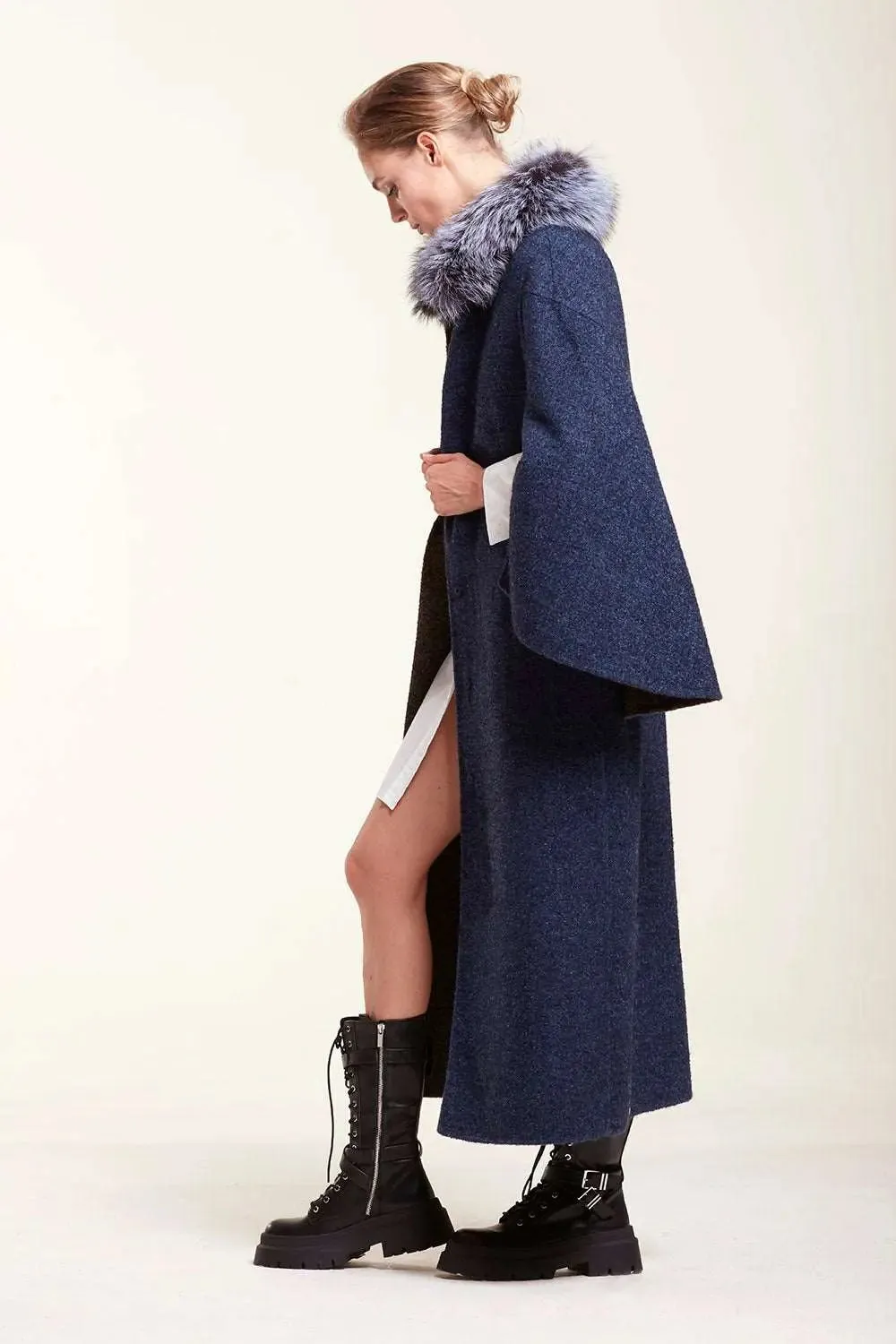 Fur collar coat