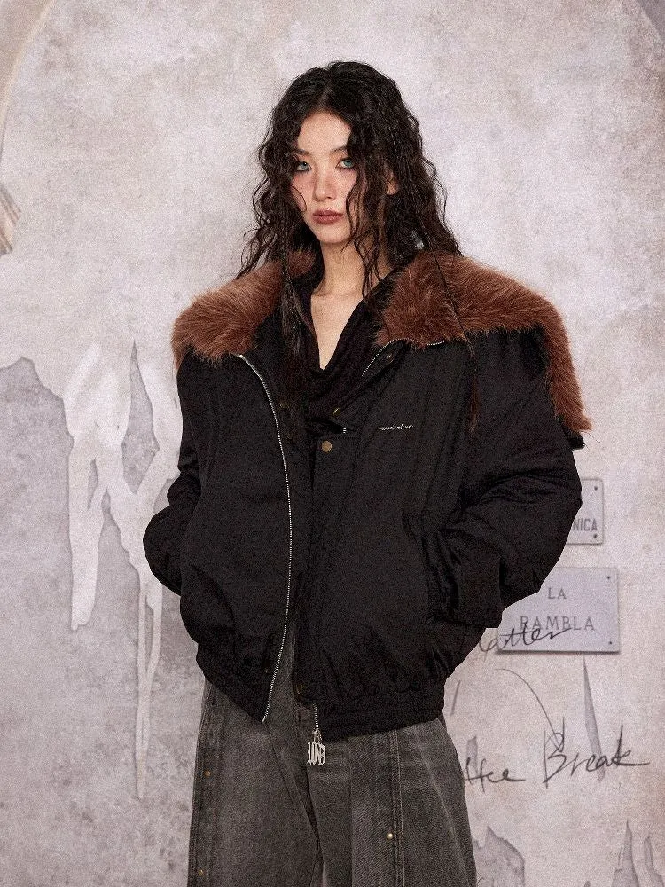 Fur collar three-dimensional padded cotton jacket【s0000004759】