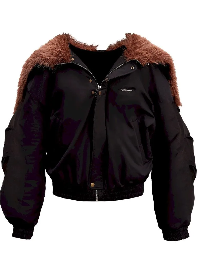 Fur collar three-dimensional padded cotton jacket【s0000004759】